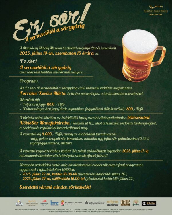 Ez sör! – tárlatvezetés és sörfőzde látogatás plakát