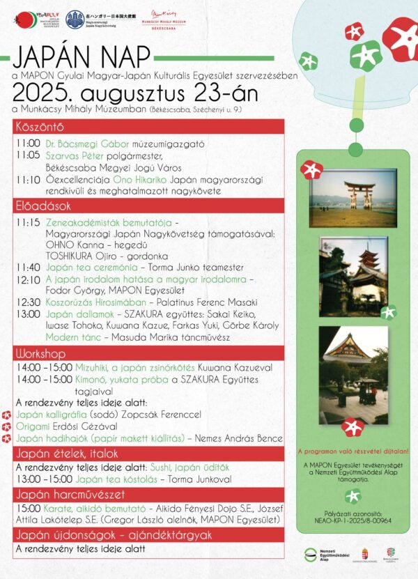 Meghívó, programok - Japán Nap a Munkácsy Mihály Múzeumban