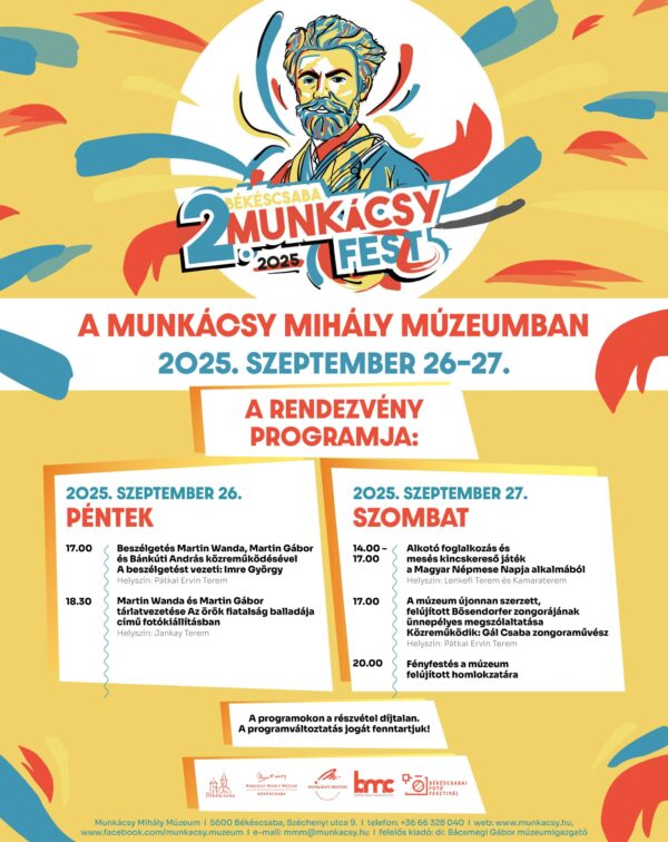 A Munkácsy Feszt 2025 programjai a Munkácsy Mihály Múzeumban
